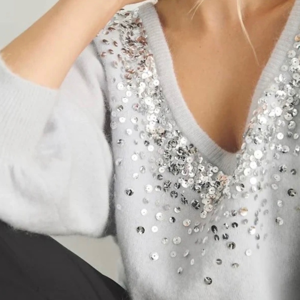 Sequin V Neck Sweater by Part Two